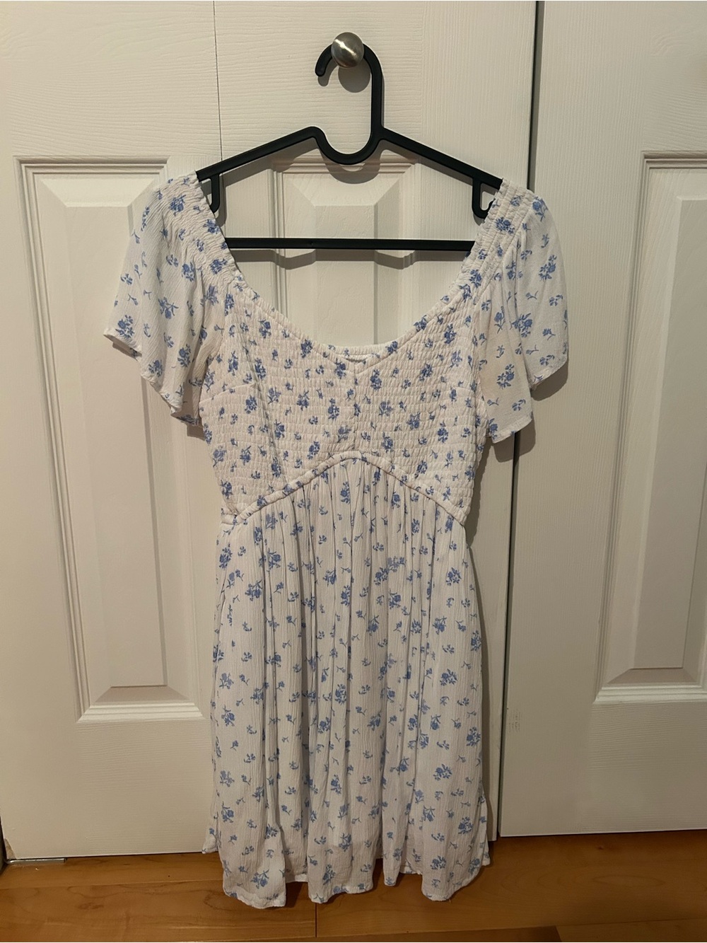 Hollister White Mini Dress with Blue Floral Print